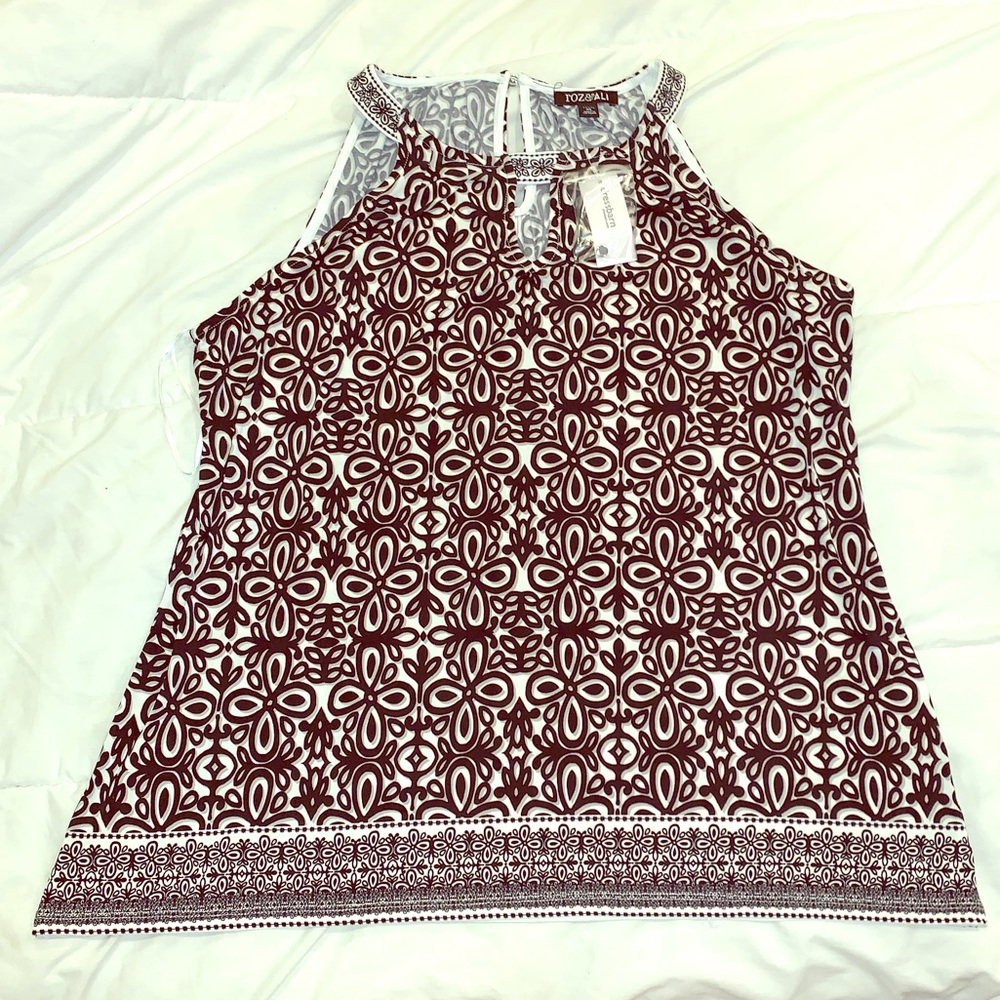 NWT DRESS BARN FLORAL KEYHOLE TANK BLOUSE